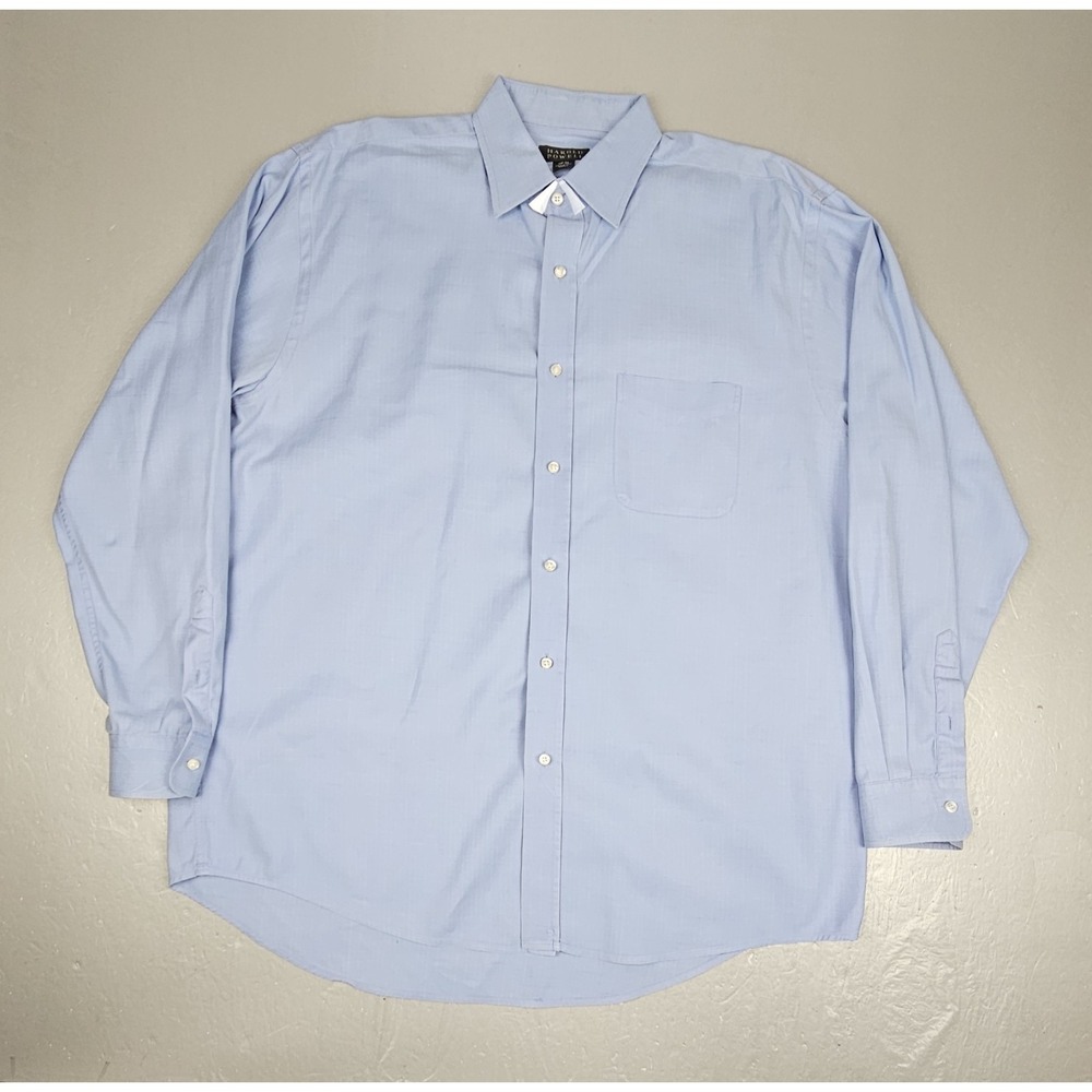 Harold Powell Button Down Shirt‎ Mens 16.5 35/36 Blue Checkered Long Sleeve